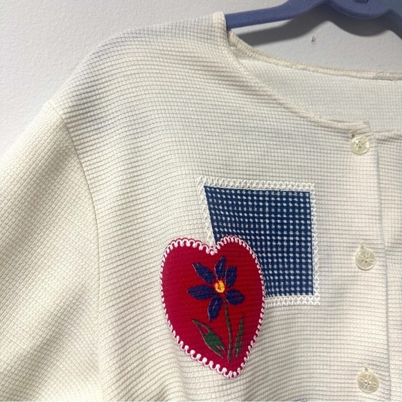 Vintage 90s White Cropped Short Sleeve Button Up Shirt Cottagecore Spring Retro - Picture 12 of 15